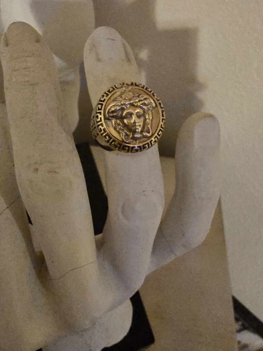 10 K Real Gold Medusa-Style Signet Ring for Men Sz 7